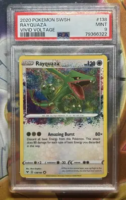 2020 Pokemon Sword & Shield Vivid Voltage Rayquaza #138 Amazing Rare PSA 9 Mint - Image 1