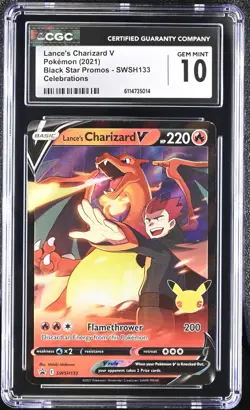 2021 POKEMON #SWSH133 LANCE'S CHARIZARD V CGC 10 GEM MINT - Image 1
