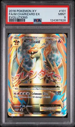 PSA 9 Pokemon 2016 M Mega Charizard EX XY Evolutions Full Art 101/108 Graded New - Image 1
