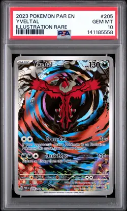 2023 POKEMON PAR EN-PARADOX RIFT ILLUSTRATION RARE #205 YVELTAL PSA 10 - Image 1
