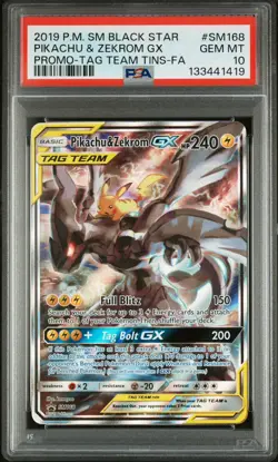 Pokemon 2019 Tag Team Pikachu & Zekrom GX Black Star Promo SM168 PSA 10 GEM MINT - Image 1