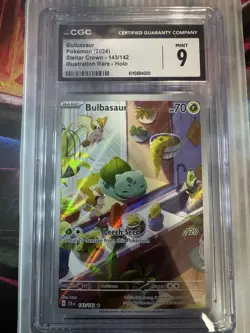 🔥 Pokemon Bulbasaur 143/142 Stellar Crown Illustration Rare Holo CGC 9 🔥 - Image 1