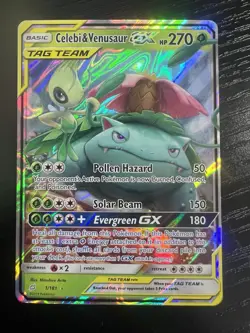 Pokemon TCG Celebi & Venusaur GX Holo Ultra Rare - Image 1