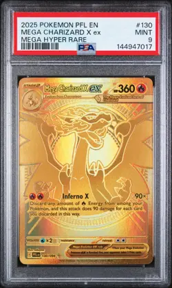 2025 Pokemon EN Mega Charizard X ex Hyper Rare 130/094 PSA 9 - Image 1