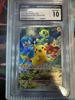 🔥 Pokemon Pikachu 027 Sv: Scarlet & Violet Promo Holo CGC Gem Mint 10 🔥 - Image 1