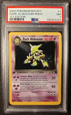 Pokemon Dark Alakazam 1/82 Team Rocket 1st Ed. Holo - PSA 7 (Fresh Grade) - Image 1