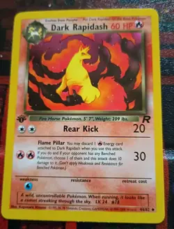 2000 TEAM ROCKET POKEMON TCG 1ST EDITION DARK RAPIDASH CARD 44/82 UNGRADED - Image 1