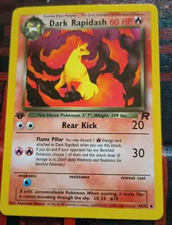 2000 TEAM ROCKET POKEMON TCG 1ST EDITION DARK RAPIDASH CARD 44/82 UNGRADED - Image 3