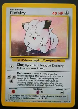 1999 POKEMON CLEFAIRY 5/102 BASE SET HOLO 005/102 UNGRADED - Image 1
