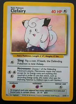 1999 POKEMON CLEFAIRY 5/102 BASE SET HOLO 005/102 UNGRADED - Image 2
