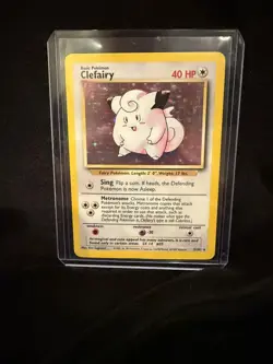 Pokemon TCG Clefairy 5/102 Base Set Unlimited Holo Holo Rare WOTC 1999 Vintage - Image 1
