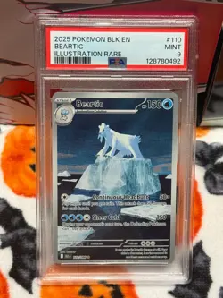 Pokemon Beartic TCG Full Art Illustration Rare Card 110/086 Black Bolt En PSA 9 - Image 1