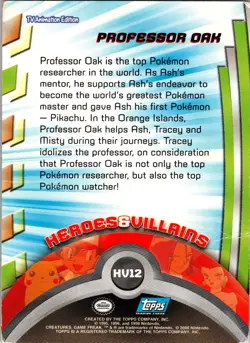 2000 Topps Pokemon Trading Card HV12 Professor Oak - Image 2