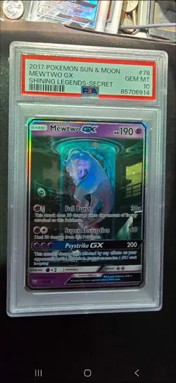 Pokemon Mewtwo GX Secret Rare 78/73 Shining Legends Holo PSA 10 2017 - Image 1