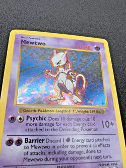 Mewtwo Shadowless Base Set English Pokemon TCG Holo Rare - MP - Image 3