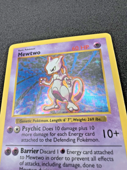 Mewtwo Shadowless Base Set English Pokemon TCG Holo Rare - MP - Image 4