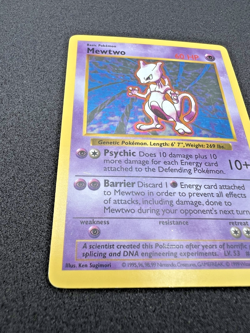 Mewtwo Shadowless Base Set English Pokemon TCG Holo Rare - MP - Image 5