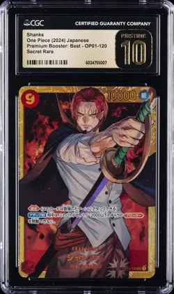 2024 ONE PIECE JPN PREM BOOSTER SECRET RARE #OP01-120 SHANKS CGC 10 PERFECT - Image 1