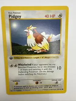 Pidgey 57/102 Base Set 1st Edition Common Vintage Pokemon Card - Image 3