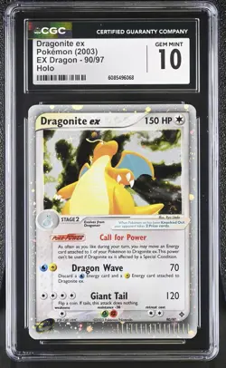 CGC 10 GEM MINT Dragonite ex 2003 EX Dragon 90/97 Holo SWIRL Pokemon Card - Image 1