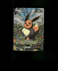 FAN-ART READ DESCRIPTION BELOW HOLO Eevee Card Eevee Pokemon Card p1 - Image 1