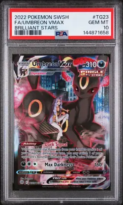 2022 POKEMON SWORD & SHIELD BRILLIANT STARS #TG23 FULL ART/UMBREON VMAX PSA 10 - Image 1