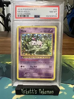 2016 Pokemon Xy Mew Holo Evolutions PSA 8 NM-MT - Image 1