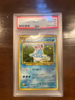 PSA 10 Azumarill Pokemon Card Japanese No.184 Neo Genesis Holo HP - Image 1