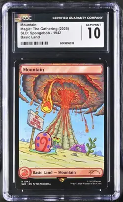 2025 MTG Secret Lair SpongeBob - Mountain #1942 - CGC 10 Gem Mint - Image 1