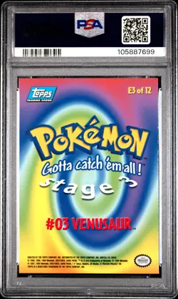 1999 TOPPS POKEMON THE MOVIE EDT RAINBOW FOIL #E3 VENUSAUR #3 PSA 9 - Image 2
