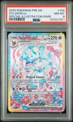 2025 POKEMON PRE EN-PRISMATIC EVOLUTIONS #156 SYLVEON EX PSA 8 - Image 1