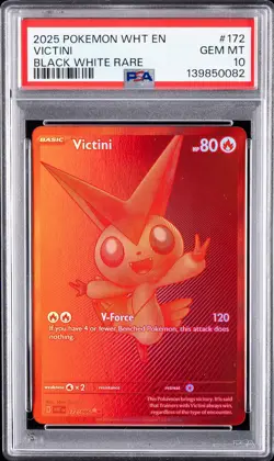 2025 POKEMON WHT EN-WHITE FLARE BLACK WHITE RARE #172 VICTINI PSA 10 - Image 1