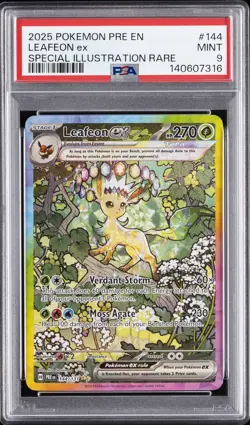 2025 POKEMON PRE EN-PRISMATIC EVOLUTIONS #144 LEAFEON EX PSA 9 - Image 1