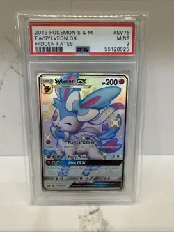 2019 POKEMON SUN & MOON HIDDEN FATES #SV76 FULL ART/SYLVEON GX PSA 9 - Image 1