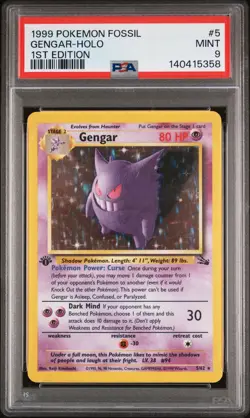1999 POKEMON FOSSIL 1ST ED #5 GENGAR-HOLO PSA 9 - Image 1