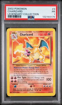 2002 POKEMON LEGENDARY COLLECTION #3 CHARIZARD PSA 1 - Image 1