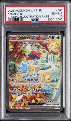 2025 POKEMON WHT EN-WHITE FLARE SPECIAL ILLUSTRATION RARE #167 KELDEO EX PSA 10 - Image 1
