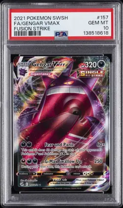 2021 POKEMON SWORD & SHIELD FUSION STRIKE #157 FULL ART/GENGAR VMAX PSA 10 - Image 1