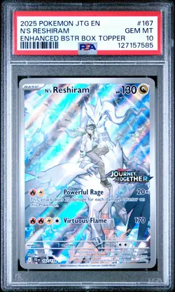 2025 POKEMON JTG EN-JOURNEY TOGETHER #167 N'S RESHIRAM PSA 10 - Image 1