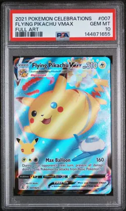 2021 POKEMON CELEBRATIONS #007 FULL ART/FLYING PIKACHU VMAX PSA 10 - Image 1