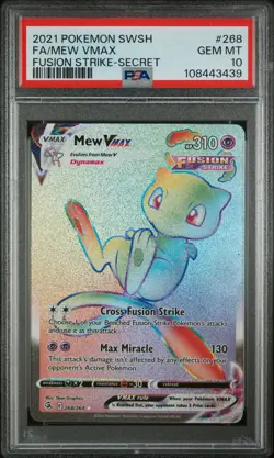 2021 POKEMON SWORD & SHIELD FUSION STRIKE SECRET #268 FULL ART/MEW VMAX PSA 10 - Image 1