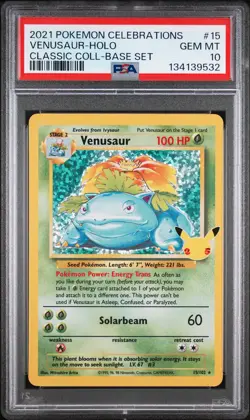 2021 POKEMON CELEBRATIONS CLASSIC COLL #15 VENUSAUR-HOLO PSA 10 - Image 1