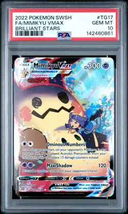 2022 POKEMON SWORD & SHIELD BRILLIANT STARS #TG17 FULL ART/MIMIKYU VMAX PSA 10 - Image 1