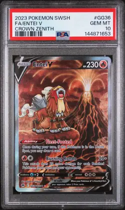 2023 POKEMON SWORD & SHIELD CROWN ZENITH #GG36 FULL ART/ENTEI V PSA 10 - Image 1