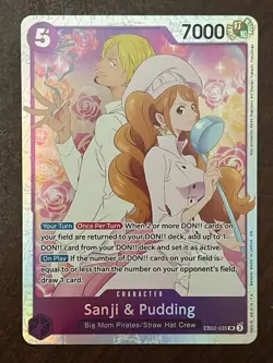 One Piece TCG English Sanji and Pudding EB02-035 SR, NM - Image 1