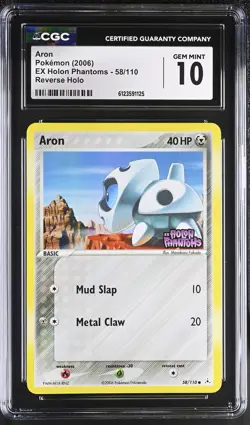 CGC 10 Aron 2006 EX Holon Phantoms 58/110 Reverse Holo STAMPED Pokemon Card - Image 1