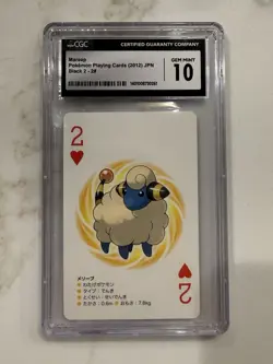 CGC 10 GEM MINT Mareep 2 of Hearts Playing Cards Black 2 2012 Pokemon - Image 1