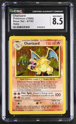 CGC 8.5 Charizard 1999 Base Set 4/102 Holo Pokemon Card - Image 1