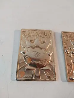 2 Pokemon Gold Metal Togepi & Mewtwo Collectible Cards from Burger King - Image 2