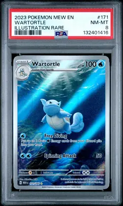2023 POKEMON MEW EN-151 ILLUSTRATION RARE #171 WARTORTLE PSA 8 - Image 1